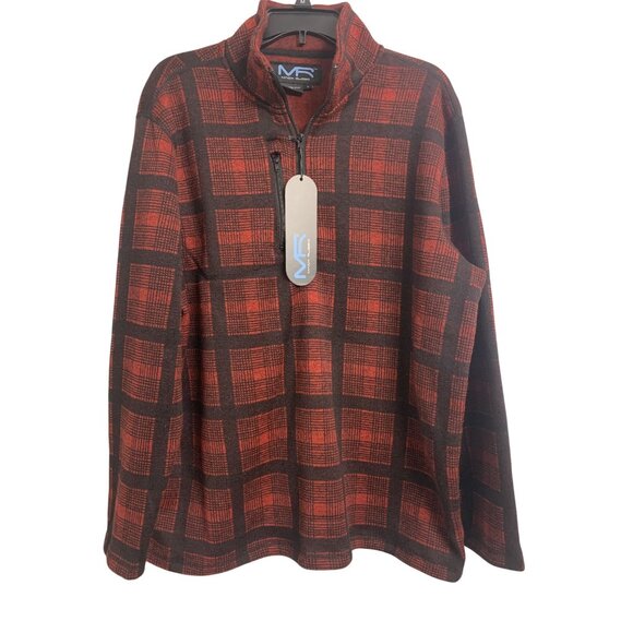 NWT Mack Russo L Plaid Pullover Knit Quarter Zip Sweater Preppy Casual - Picture 1 of 7